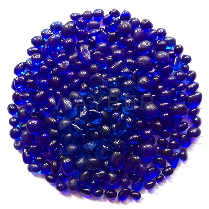 WAYBER Glass Stones, 1Lb/460g Irregular Sea Glass Pebbles Non-Toxic Artificial Gemstones for Gem Display/Vase Filler/Terrarium Flowerpot Aquarium Turtle Tank Decoration, Dark Blue - Image 1